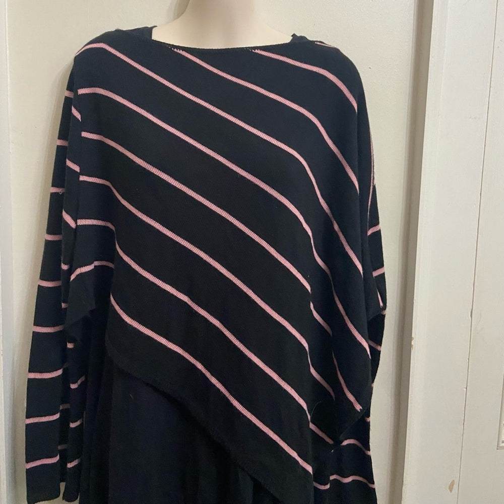 Carolyn Taylor Black and Pink Diagonal Blouse (L)