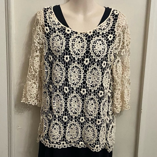 Solitaire Beige Lace (Unlined) See Through Blouse (L)
