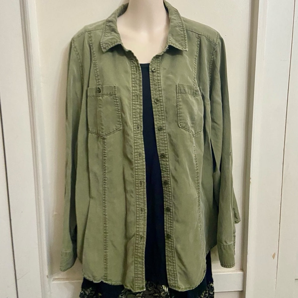 Lane Bryant Khaki Green Shirt (XL)