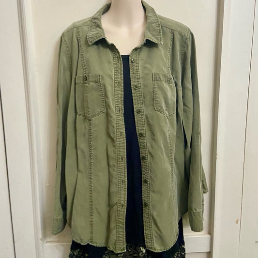 Lane Bryant Khaki Green Shirt (XL)
