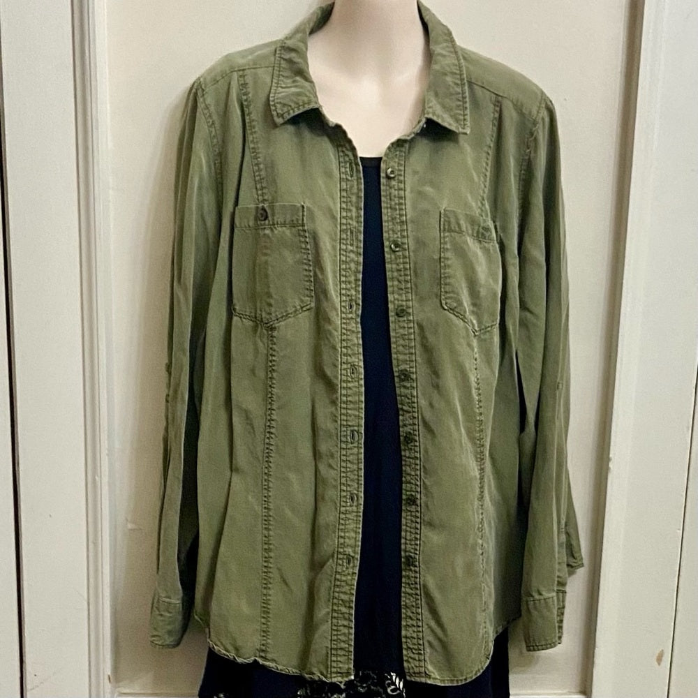 Lane Bryant Khaki Green Shirt (XL)