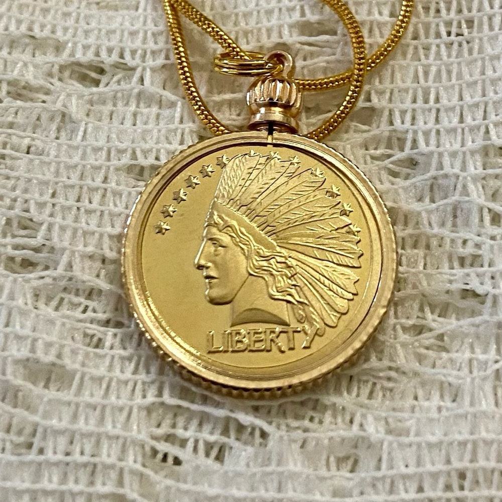 Liberty/ Twenty Dollars Gold Plated Coin Pendant w/ 18in Gold P…