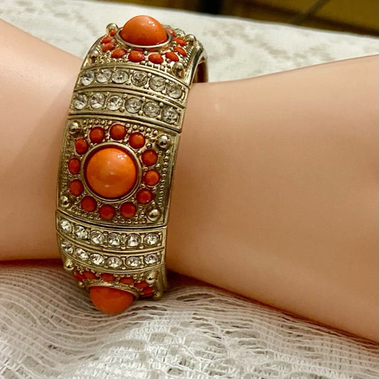Coral Orange Chunky Stretchable Bracelet