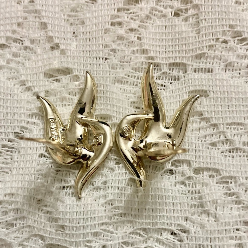 Art Deco- Vintage Kramer Gold Tone with Clear Crystal Clip Earrings