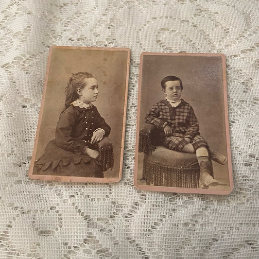 Antique, Lot of 2 Collectible Children Portraits 4in x 2.5in  (H)