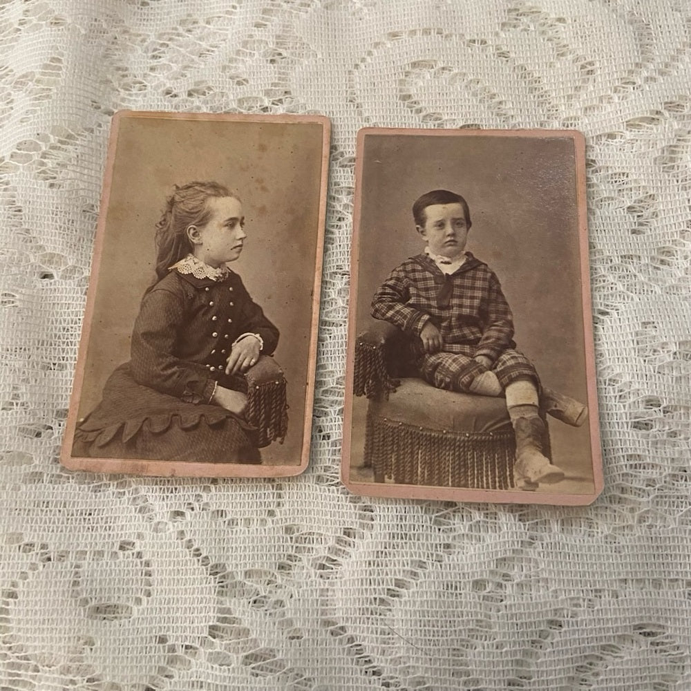 Antique, Lot of 2 Collectible Children Portraits 4in x 2.5in  (H)
