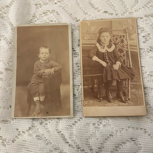 Antique, Lot of 2 Collectible Children Portraits 4in x 2.5in  (I)