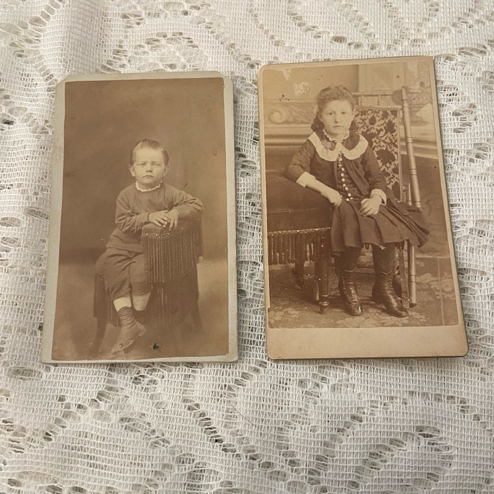 Antique, Lot of 2 Collectible Children Portraits 4in x 2.5in  (I)