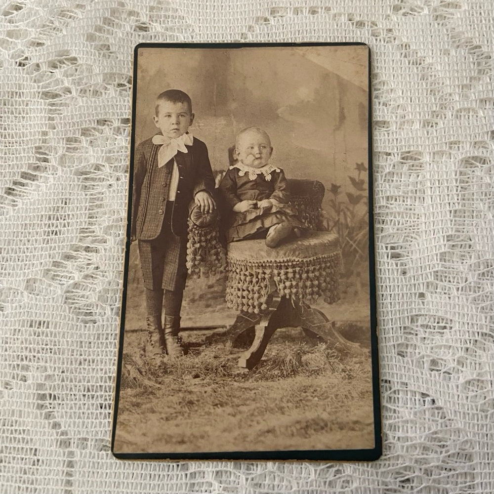 Antique, Lot of 2 Collectible Children Portraits 4in x 2.5in  (J)