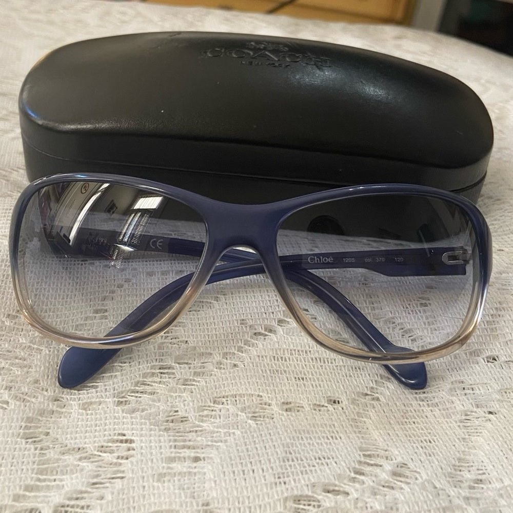 Chloe 120 Gradient Blue-Gray Sunglasses with Black Case