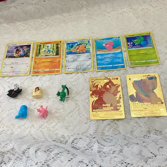Lot BB 12pc Lot : 2 Gold Fan Arts Cards, 5 Pokemon Cards and 5 Pokémon F…