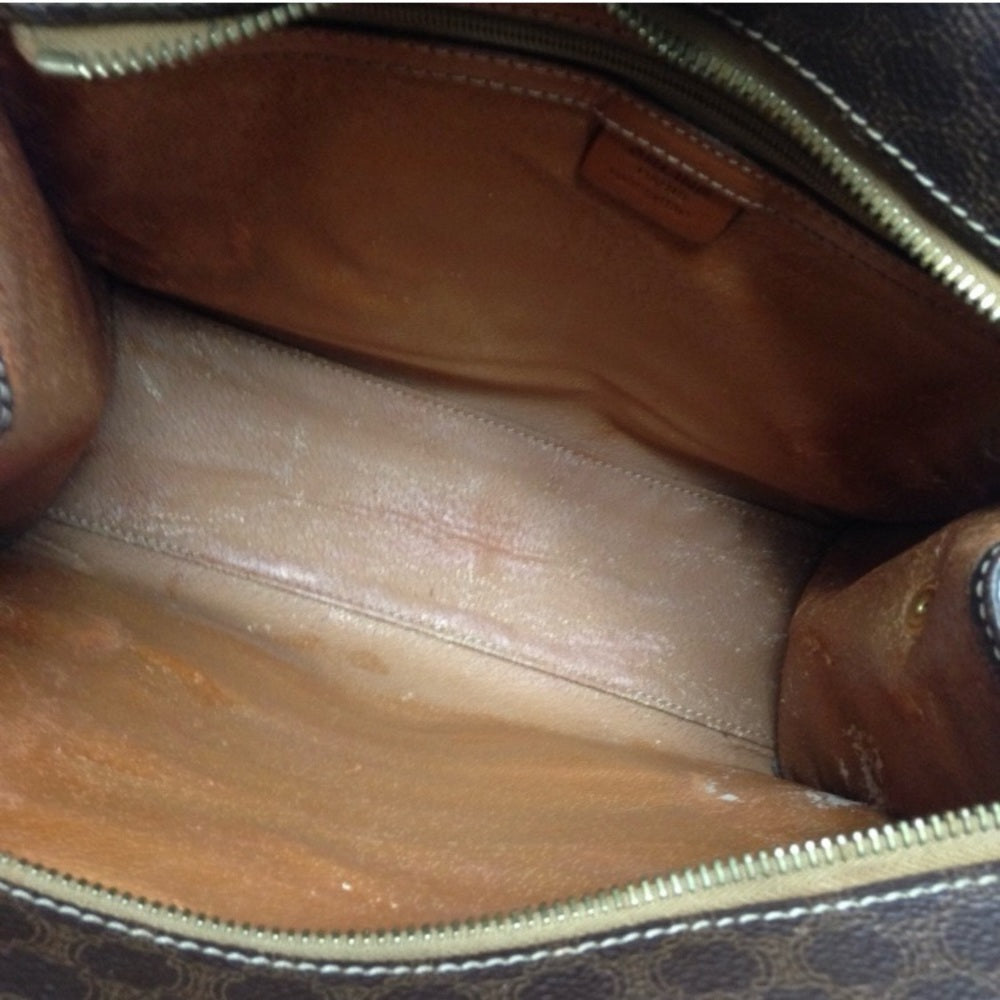Celine, Paris, Italy Brown Macadam Handbag 10in x 9in x 2.5in