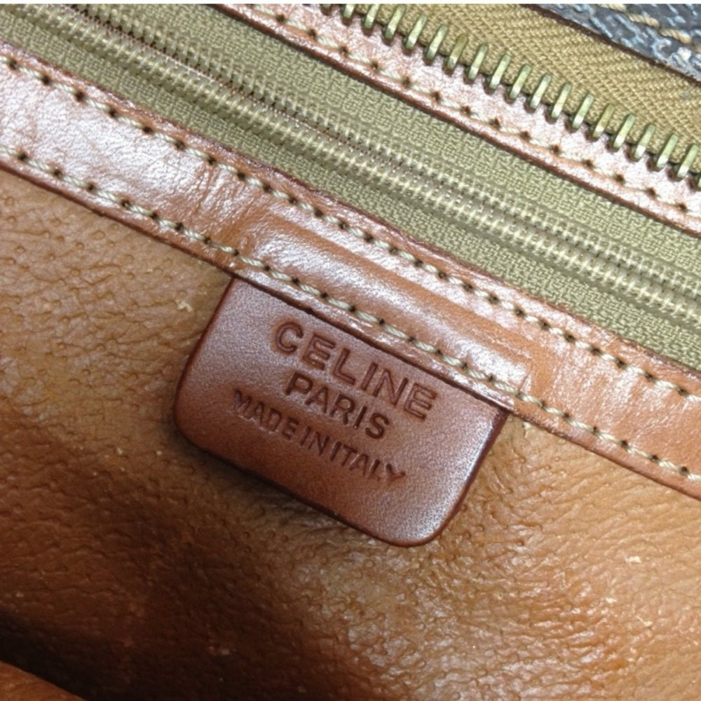 Celine, Paris, Italy Brown Macadam Handbag 10in x 9in x 2.5in