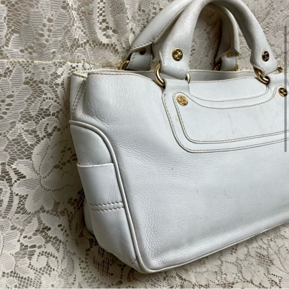 Authentic Celine White Leather Handbag-Crossbody 12in x 8in x 5in