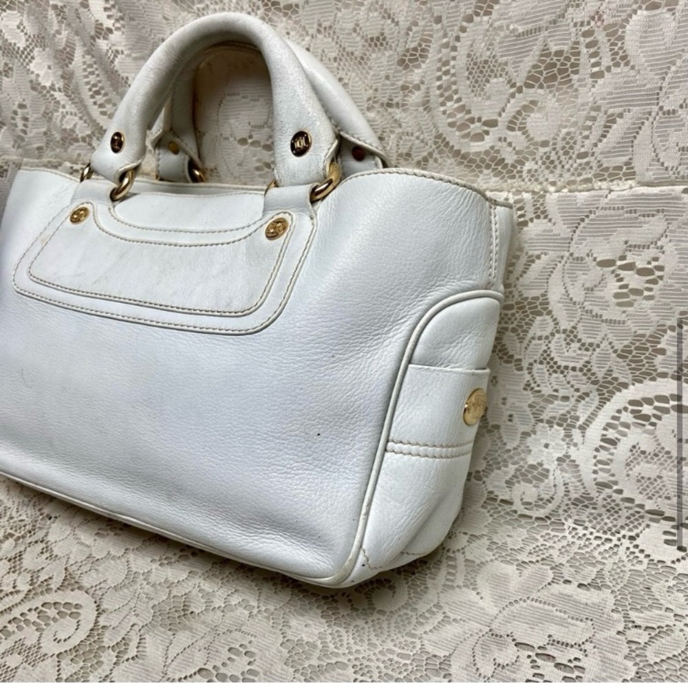 Authentic Celine White Leather Handbag-Crossbody 12in x 8in x 5in