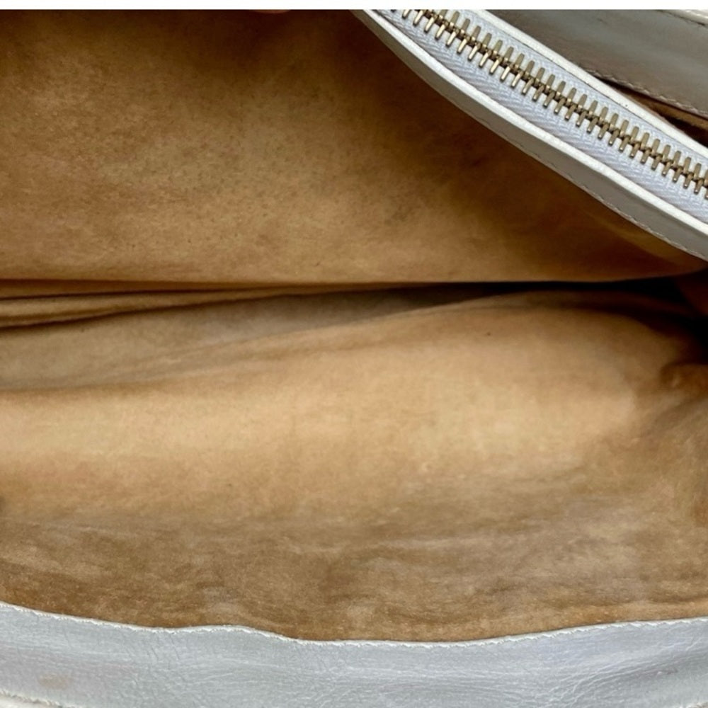 Authentic Celine White Leather Handbag-Crossbody 12in x 8in x 5in