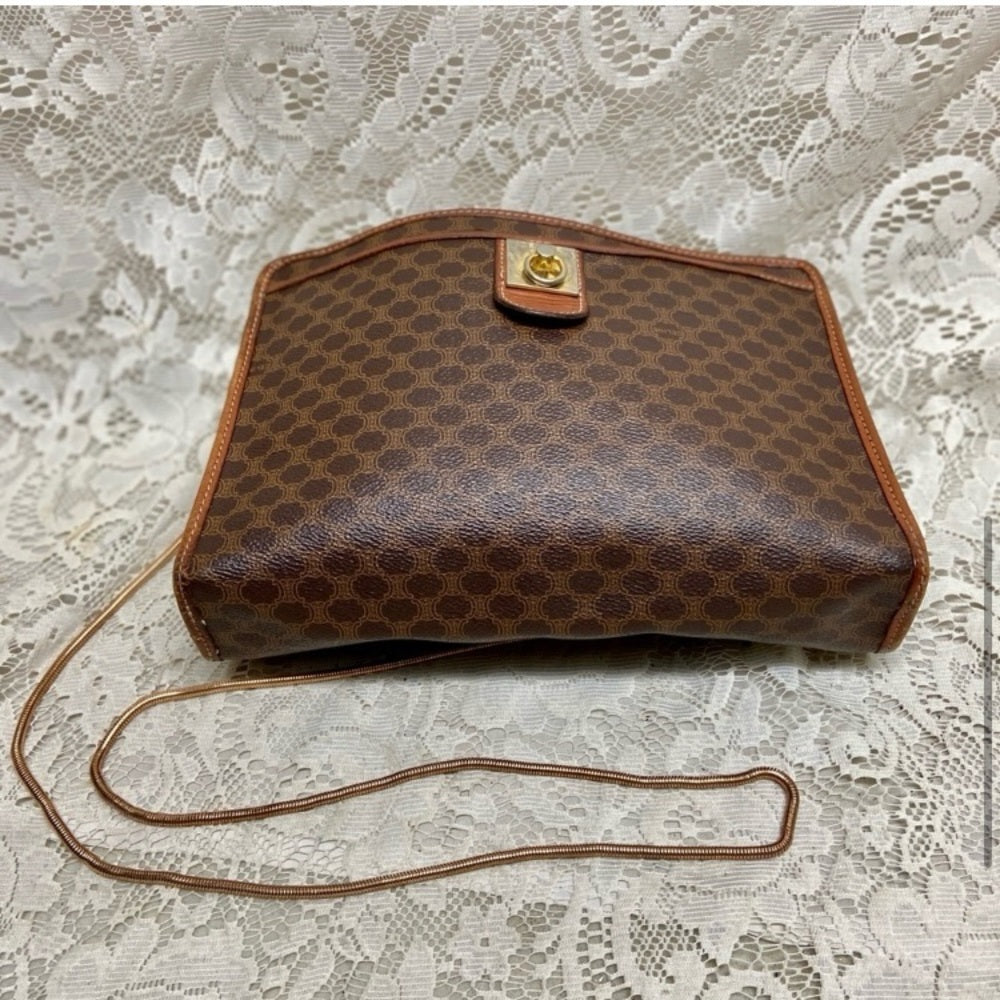 Celine, Paris, Italy Brown Mono 2-way Clutch-Crossbody