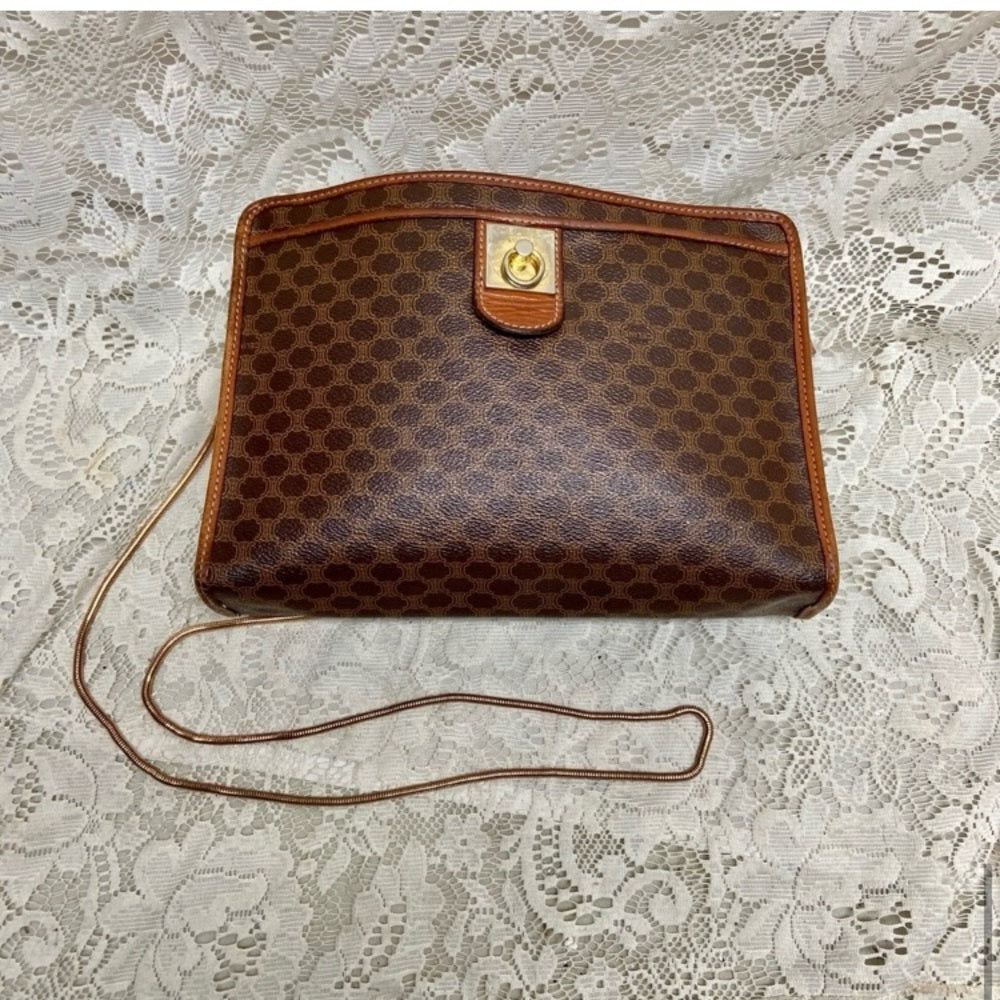 Celine, Paris, Italy Brown Mono 2-way Clutch-Crossbody
