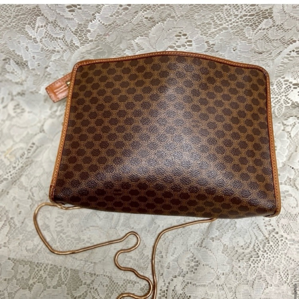 Celine, Paris, Italy Brown Mono 2-way Clutch-Crossbody