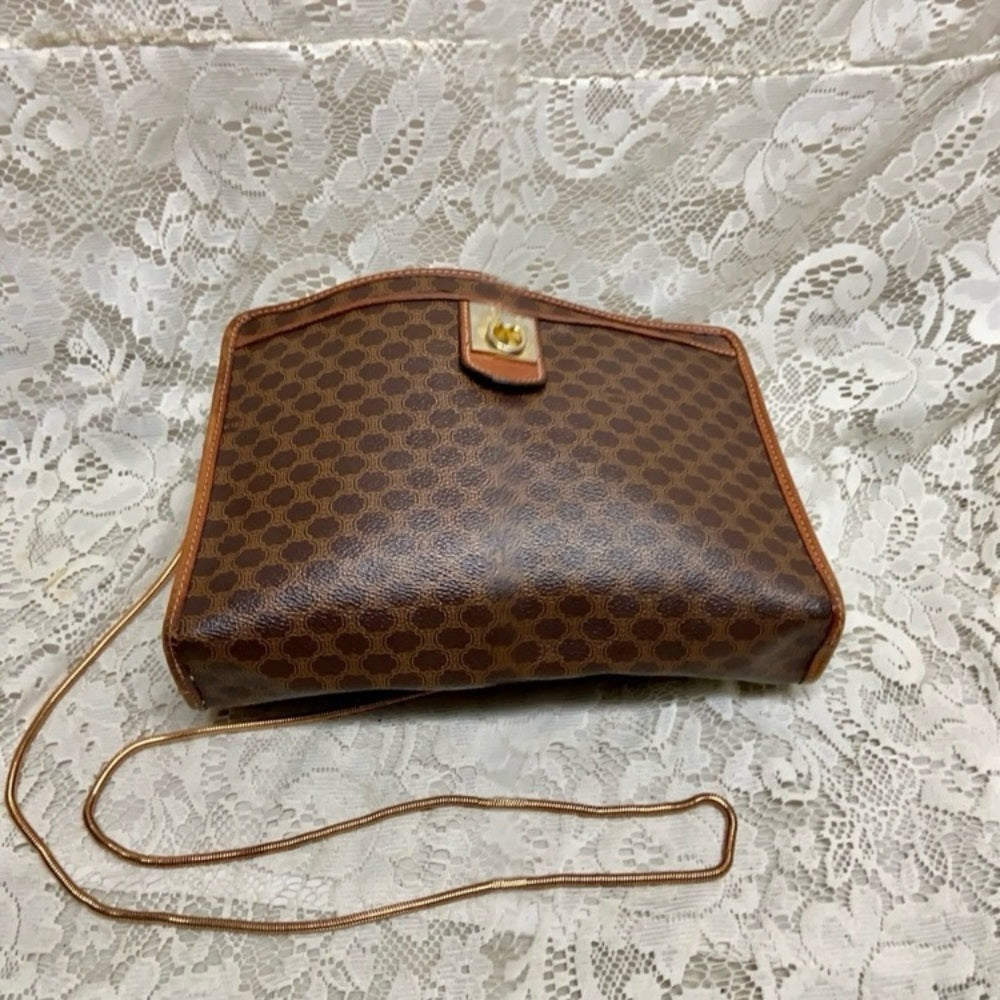 Celine, Paris, Italy Brown Mono 2-way Clutch-Crossbody