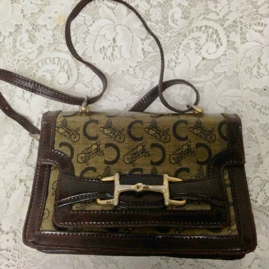 Vintage, Celine,  Italy, C Horse Carriage Handbag -Crossbody10.5in x 8in x 4in