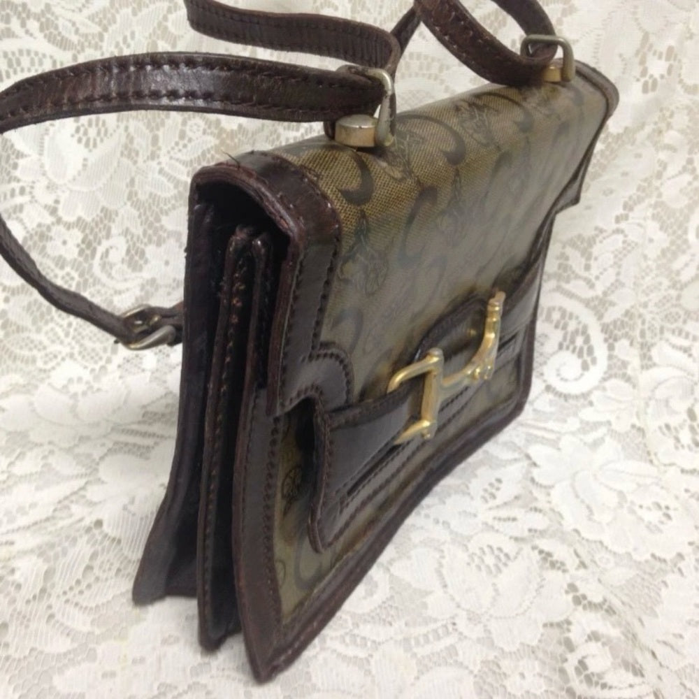 Vintage, Celine,  Italy, C Horse Carriage Handbag -Crossbody10.5in x 8in x 4in
