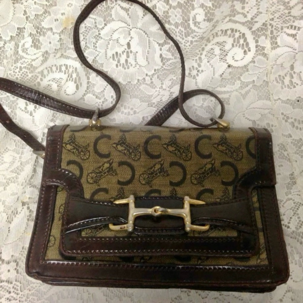Vintage, Celine,  Italy, C Horse Carriage Handbag -Crossbody10.5in x 8in x 4in