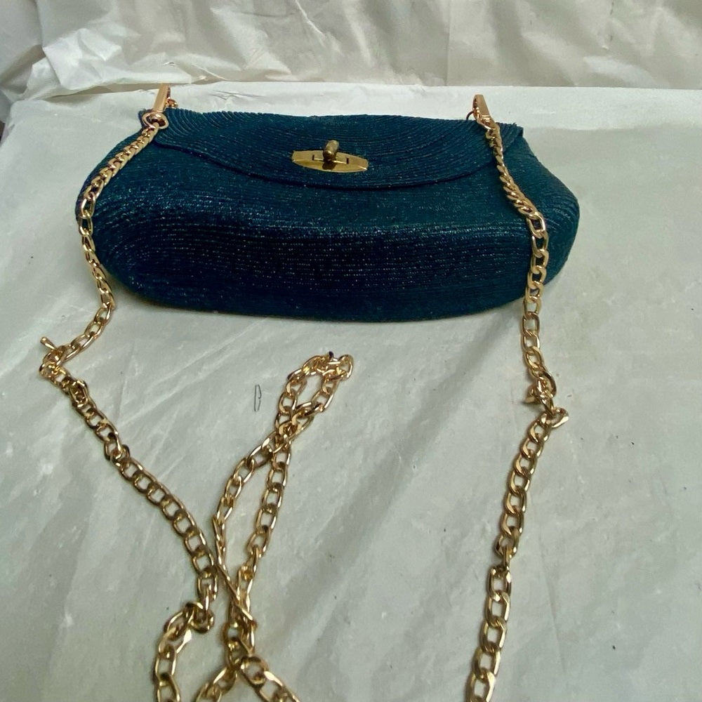 Vintage, Navy Blue Hemp Small Crossbody Bag 6in x 10in x 2in
