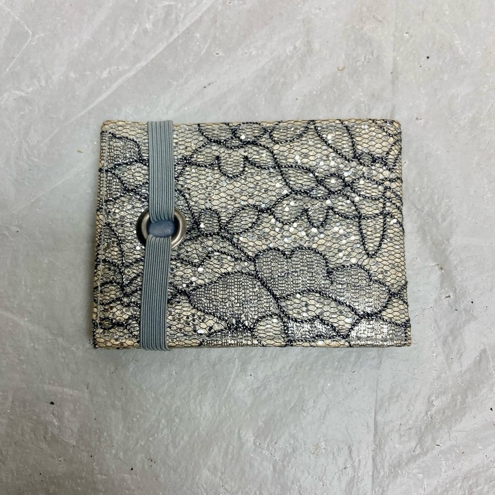Vintage, Nolie Gray Lace Compact Wallet  4in x 3in