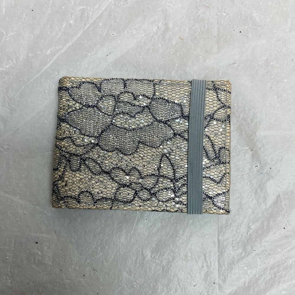 Vintage, Nolie Gray Lace Compact Wallet  4in x 3in