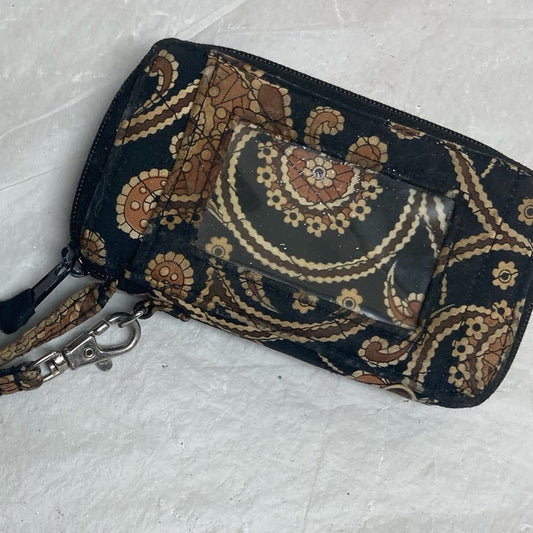 Vintage Vera Bradley Brown and Black Zippy Wallet-Wristlet 6in x 3.5in