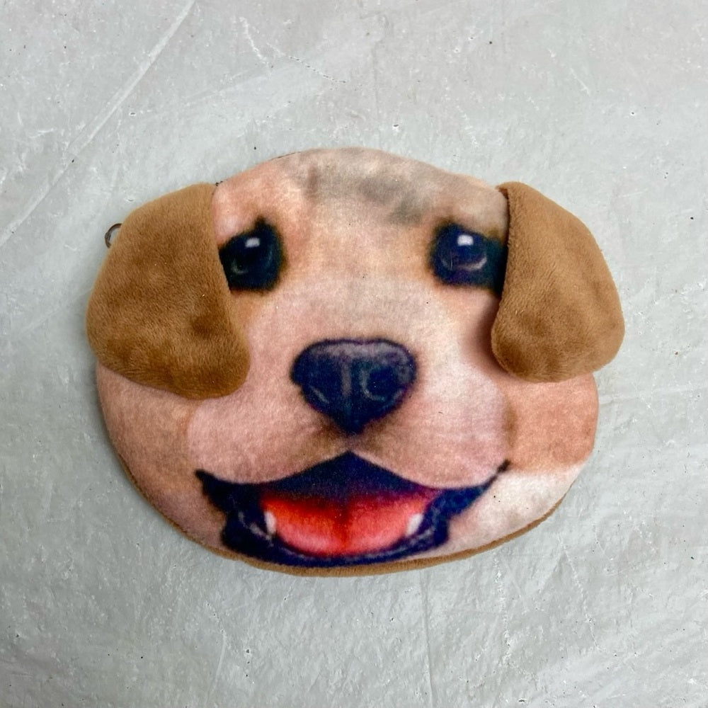 Vintage Brown and White Puppy Coin Purse 4in x 5in