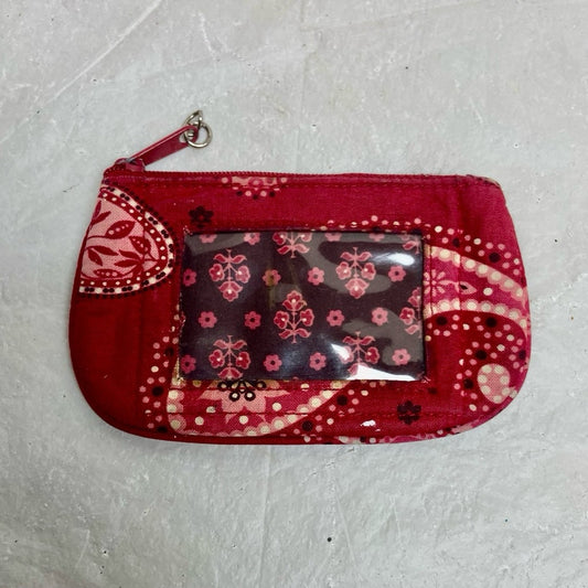 Vintage Vera Bradley Red Floral Paisley Coin Purse - ID ID Wallet 5in x 3in