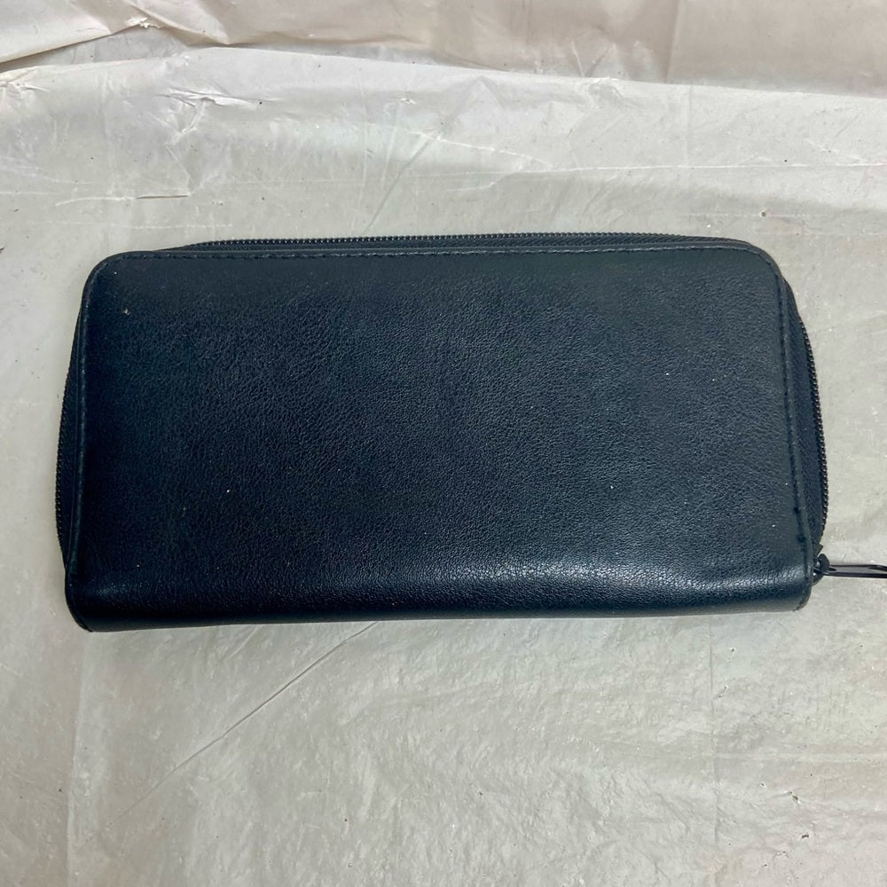Vintage, Black Leather, Long Zippy Wallet