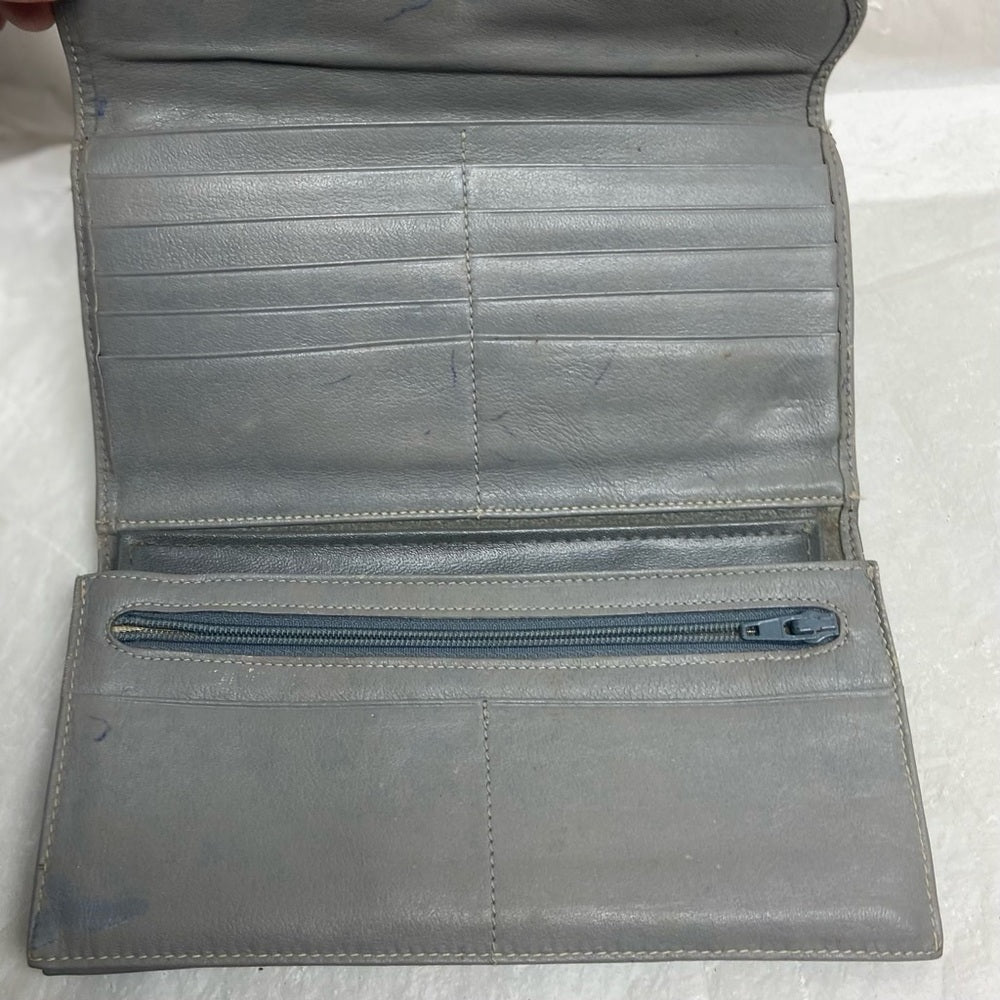 Vintage, Buxton, Gray Leather, Long Wallet w/ Checkbook Sleeves