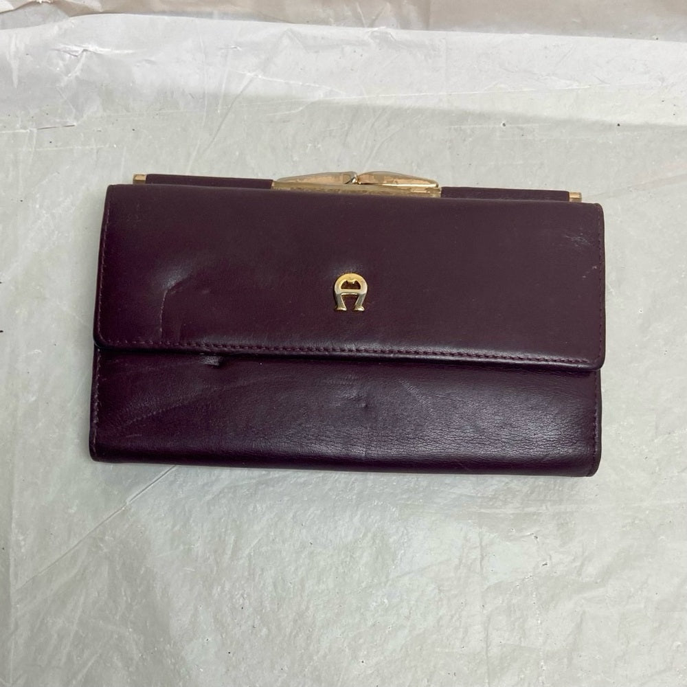 Vintage, Etienne Aigner Burgundy Leather, Kisslock Long Wallet