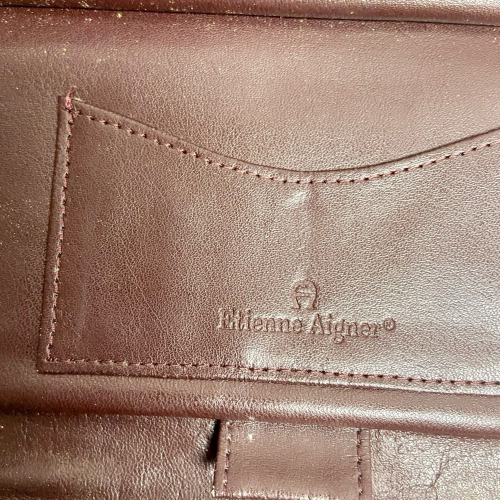 Vintage, Etienne Aigner Burgundy Leather, Kisslock Long Wallet