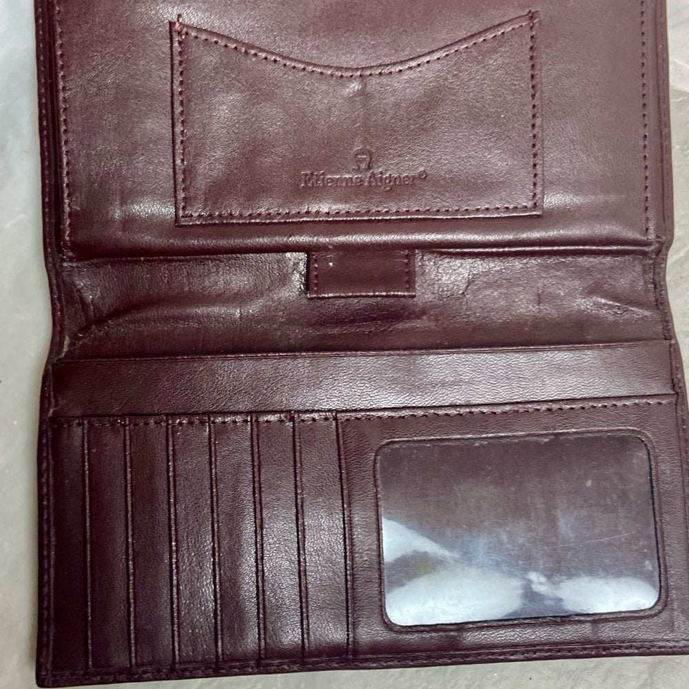 Vintage, Etienne Aigner Burgundy Leather, Kisslock Long Wallet