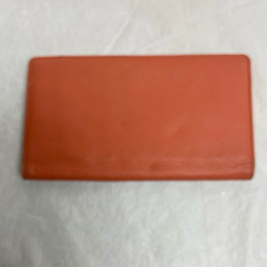 Vintage, Orange Leather, Long Wallet 7in x 3.5in