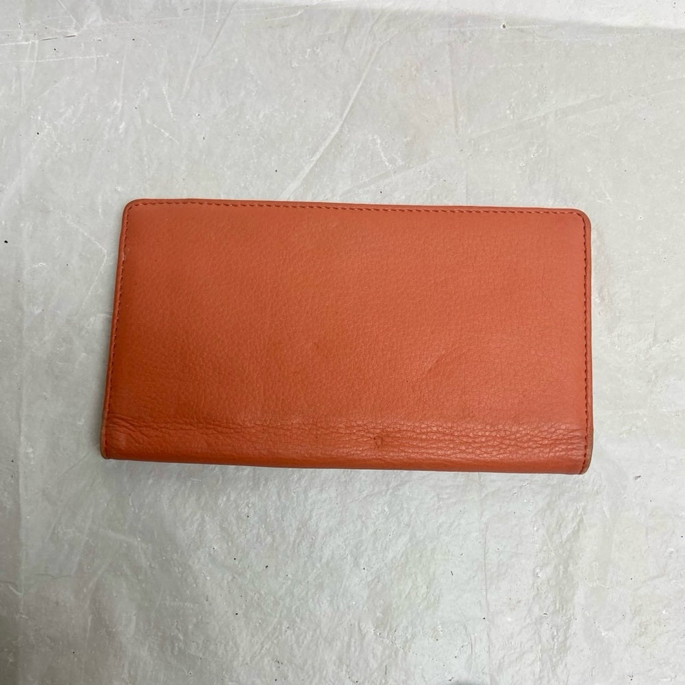 Vintage, Orange Leather, Long Wallet 7in x 3.5in