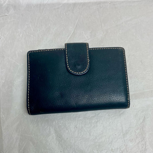 Vintage, Black Leather, Compact, Kisslock Coin Wallet 5.5in  x 3.5in