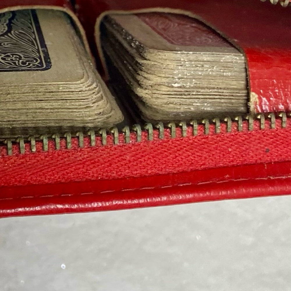 Vintage Red Leather, Double Card Case Leather, 6in x4in