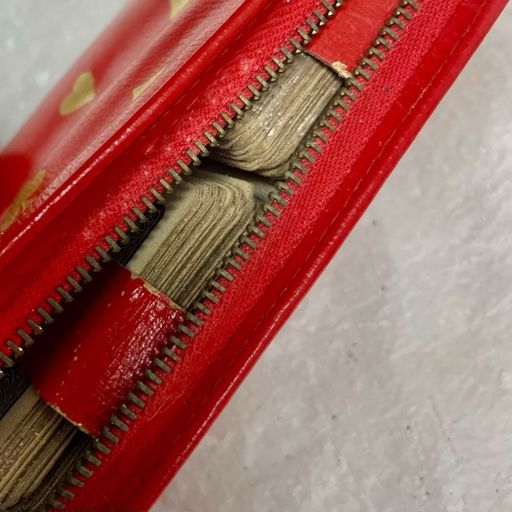 Vintage Red Leather, Double Card Case Leather, 6in x4in