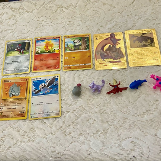 Lot MM: 12pc Lot : 2 Gold Fan Arts Cards, 5 Pokemon Cards and 5 Pokémon …