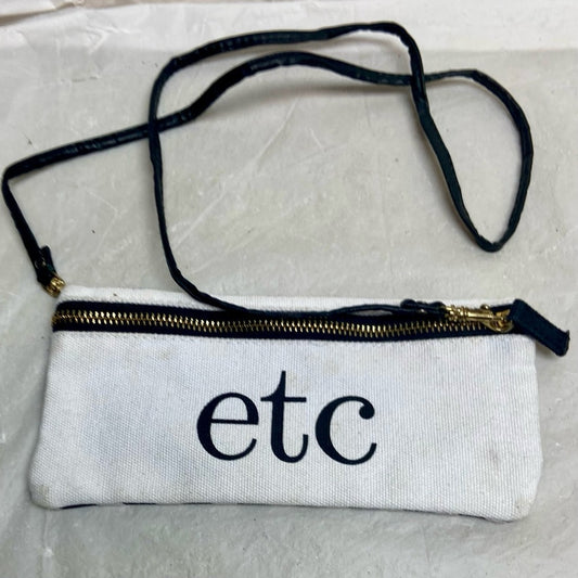 ETC White and Black Stripes Envelope Shoulder Bag- See Jane Work 9in x 4in