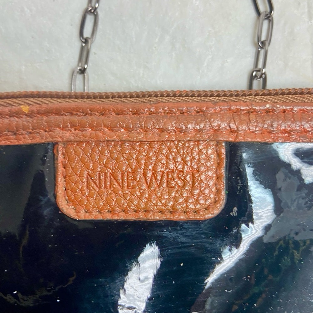 Nine West Black Patent and Tan Shoulder Bag with Bag 6.5in x 5in
