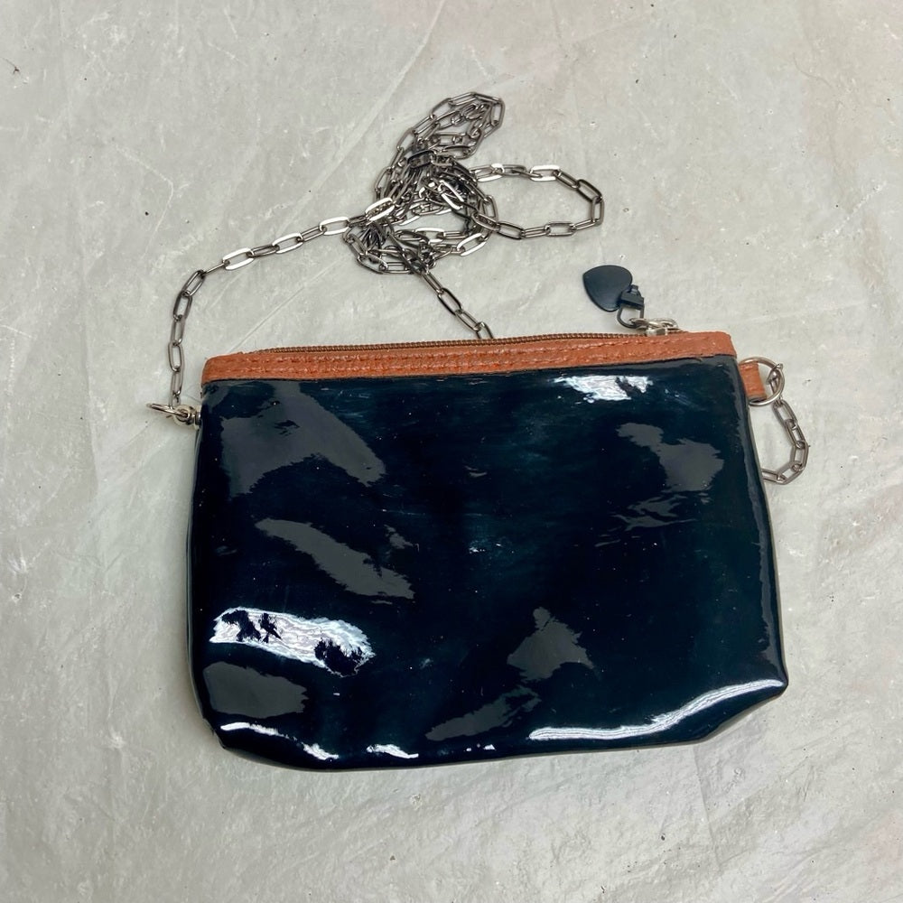 Nine West Black Patent and Tan Shoulder Bag with Bag 6.5in x 5in