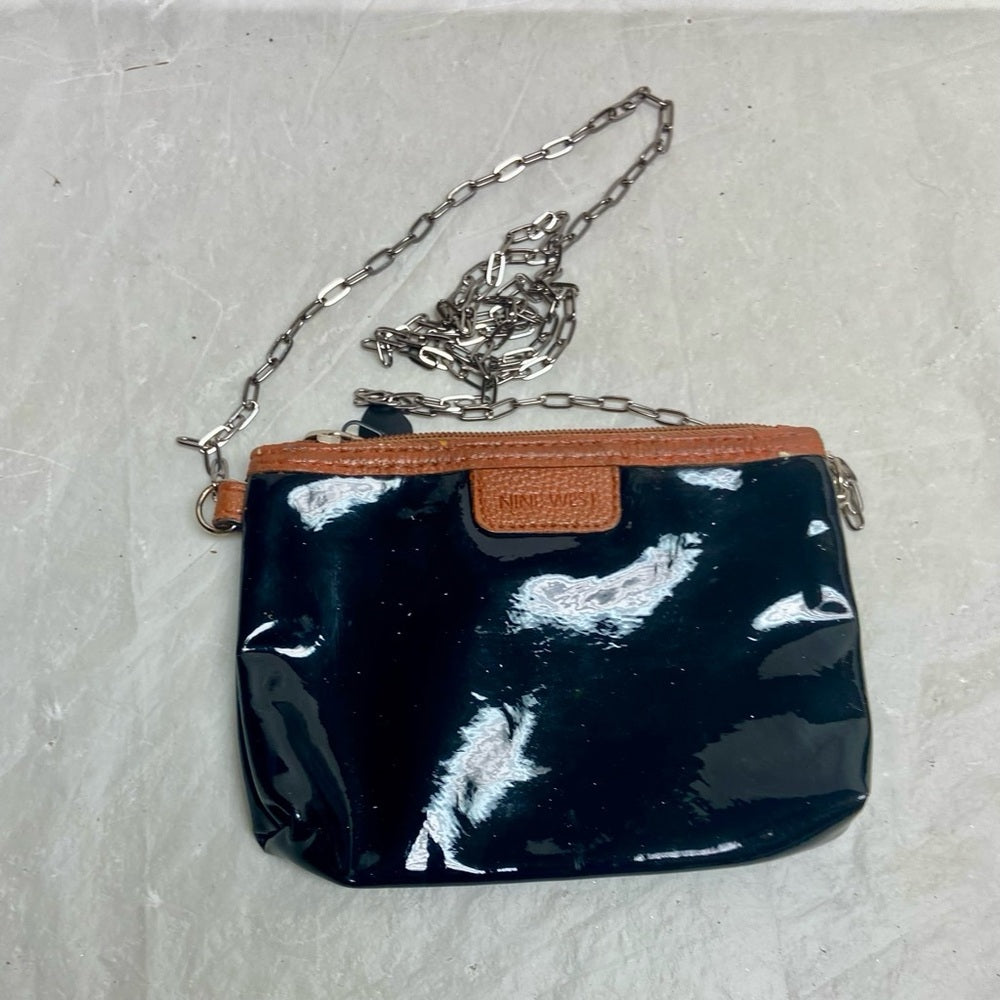 Nine West Black Patent and Tan Shoulder Bag with Bag 6.5in x 5in