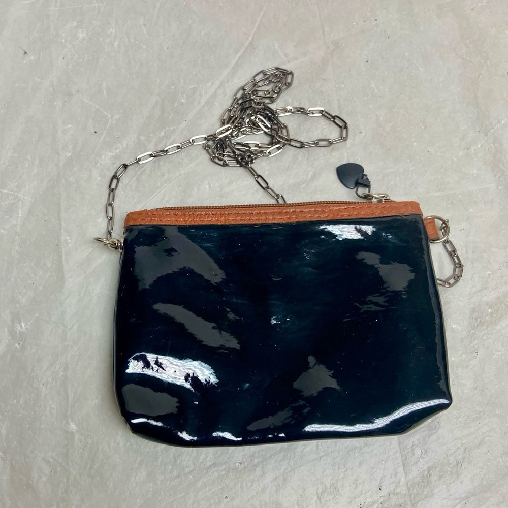 Nine West Black Patent and Tan Shoulder Bag with Bag 6.5in x 5in