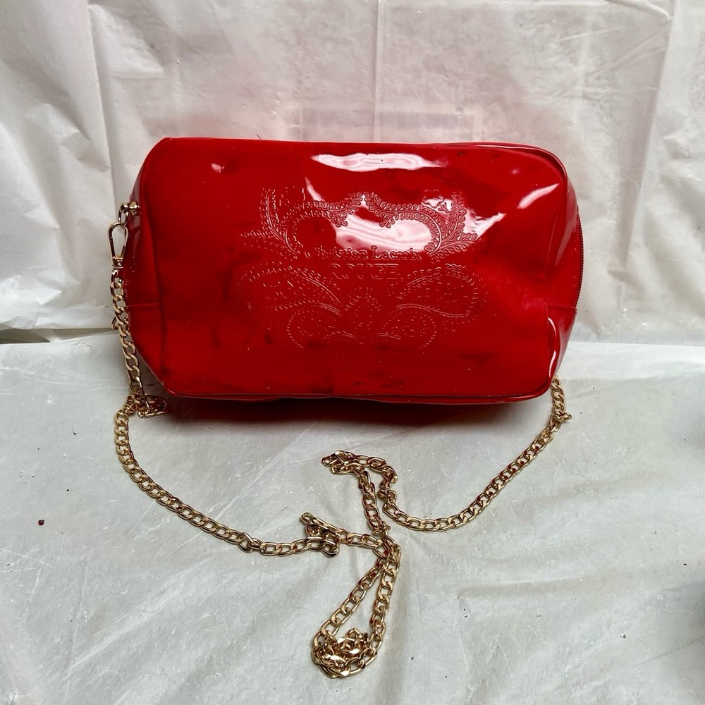 Vintage, Christian Lacroix Rouge Red Pouch Crossbody  Bag 9in x 6 in x 2.5in